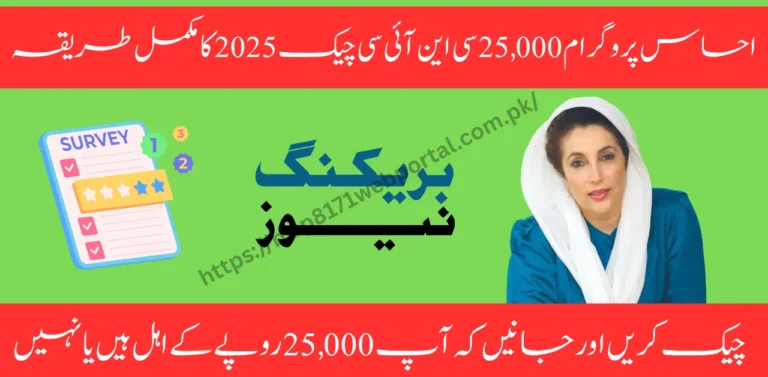 Get Rs 25,000 Easily – Ehsaas Program 25,000 CNIC Check 2025 Full Process Explained